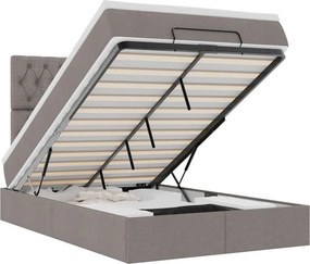 vidaXL Οθωμανικό κρεβάτι με στρώμα &amp; LEDs Taupe 120x190cm ύφασμα