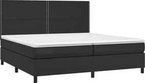 vidaXL Κρεβάτι Boxspring με Στρώμα &amp; LED Μαύρο 200x200 εκ. Συνθ. Δέρμα