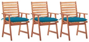 Καρέκλες Τραπεζαρίας Εξ. Χώρου 3 τεμ. Ξύλο Ακακίας με Μαξιλάρια