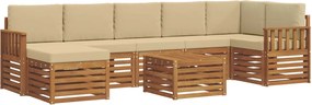 vidaXL Σειρά Καναπέ Εξωτερικού με μαξιλάρι 8 pcs Φυσικό και Μπεζ