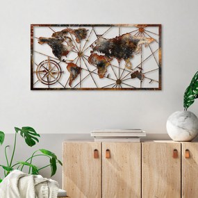 Decorative Metal Wall Accessory World Map Large - 3 Multicolor