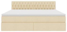 vidaXL LED Κρεβάτι αποθήκευσης με στρώμα Κρέμ 160 x 200 cm Ύφασμα