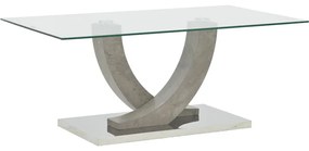 Τραπέζι σαλονιού Kasmora  γκρι ξύλο-γυαλί 110x60x45εκ Model: 029-000239