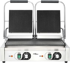 vidaXL Τοστιέρα Διπλή Ραβδωτή Panini 3600 W 57 x 30,5 x 20 εκ.