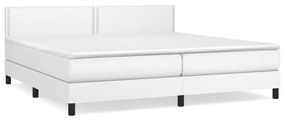 vidaXL Κρεβάτι Boxspring με Στρώμα Λευκό 200x200 εκ. Συνθετικό Δέρμα