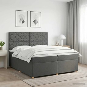 vidaXL Κρεβάτι box spring με στρώμα Σκούρο Γκρι 200 x 200 cm Ύφασμα