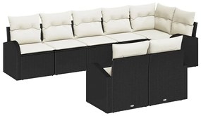 vidaXL Σετ Καναπέ Κήπου με μαξιλάρι 8 pcs Μαύρος, λευκός Πολυ ράταν