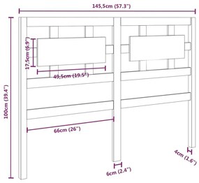 Κεφαλάρι Κρεβατιού 145,5 x 4 x 100 εκ. από Μασίφ Ξύλο Πεύκου - Μαύρο