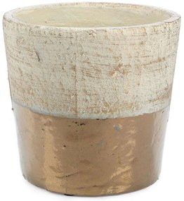 Βάζο Κεραμικό 4110-8 16x16x15cm White-Gold Supergreens Κεραμικό
