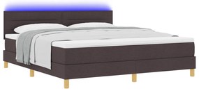 vidaXL Κρεβάτι με Βάση και Στρώμα με LED Σκούρο Καφέ 180x200 εκ. Ύφασμα