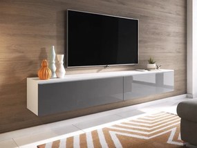 Έπιπλο τηλεόρασης  Lowboard D 180-Λευκό-Γκρι Γυαλιστερό
