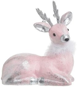Διακοσμητικός Χριστουγεννιάτικος Τάρανδος 2-70-084-0101 28cm Pink-Silver Inart Πολυέστερ
