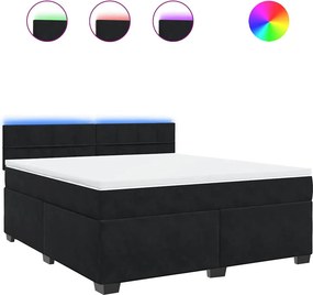 vidaXL Κρεβάτι Boxspring με Στρώμα Μαύρο 180x200 εκ. Βελούδινο