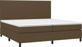 vidaXL Κρεβάτι Boxspring με Στρώμα &amp; LED Σκ.Καφέ 200x200εκ. Υφασμάτινο
