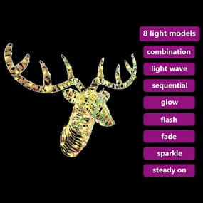 vidaXL Έλκηθρο με Ελάφια Θερμό λευκό 68 x 36.5 x 62.5 εκ. PET