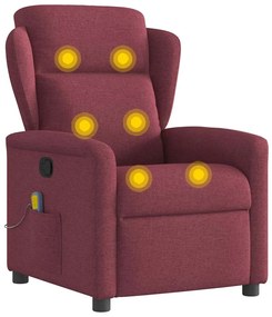 vidaXL Πολυθρόνα Μασάζ Ανακλινόμενη Μπορντό Υφασμάτινη