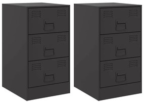 vidaXL Κομοδίνα 2 τεμ. Μαύρα 34,5x39x62 εκ. από Χάλυβα