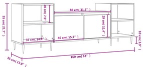 Έπιπλο Τηλεόρασης Sonoma Δρυς 160x35x55 εκ. Επεξ. Ξύλο - Καφέ