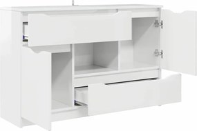 vidaXL Πλαϊνό γραφείο με συρτάρι Υψηλής γυαλάδας λευκό 100 x 30 x 65,6