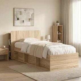 vidaXL Κρεβάτι με Κεφαλάρι με αποθήκευση Sonoma Δρυς