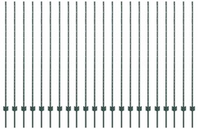 vidaXL Ασημένιοι Πόλοι Φράχτη 22 pcs Πράσινο Ατσάλι