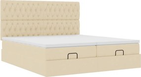 vidaXL Οθωμανικό κρεβάτι με στρώματα Κρέμα 180x200cm ύφασμα