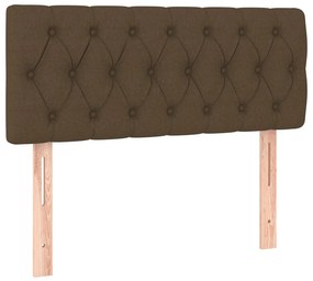 vidaXL Κρεβάτι Boxspring με Στρώμα &amp; LED Σκ.Καφέ 90x190 εκ. Υφασμάτινο
