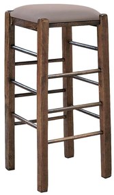 ΤΑΒΕΡΝΑΣ Σκαμπό BAR- Οξιά Βαφή Εμποτισμός Καρυδί- Κάθισμα Pu Cappuccino 35x35x81cm