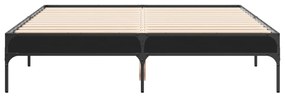 vidaXL Πλαίσιο Κρεβατιού Μαύρο 135x190 εκ. Επεξ. Ξύλο &amp; Μέταλλο