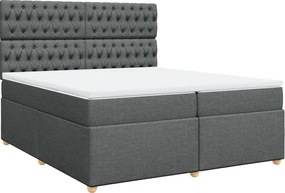 vidaXL Κρεβάτι Boxspring με Στρώμα Σκούρο Γκρι 200x200 εκ. Υφασμάτινο