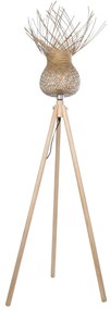 01984 GloboStar® POPPY 01984 Boho Επιδαπέδιο Φωτιστικό Μονόφωτο 1 x E27 IP20 Μπεζ Ξύλο - Μ58 x Π58 x Υ168cm