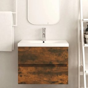 vidaXL Ντουλάπι Νιπτήρα Καπνιστή Δρυς 60x38,5x45 εκ. από Επεξεργ. Ξύλο