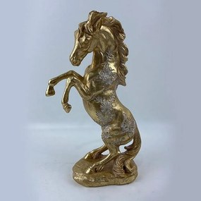 Διακοσμητικό Άλογο 752-11540 17x8x29cm Gold-Grey Estheti Home Ceramic