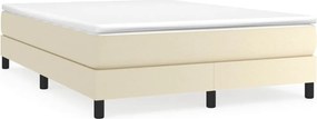vidaXL Κρεβάτι Boxspring με Στρώμα Κρεμ 140x190εκ. από Συνθετικό Δέρμα