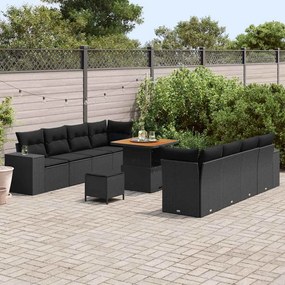vidaXL Σετ Καναπέ Κήπου με μαξιλάρι 11 pcs Μαύρο 80 x 80 x 71 cm