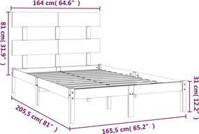 vidaXL Πλαίσιο Κρεβατιού Λευκό 160 x 200 εκ. από Μασίφ Ξύλο