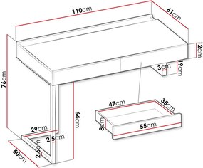 Γραφείο Teen Flex I -Μήκος: 110 εκ.