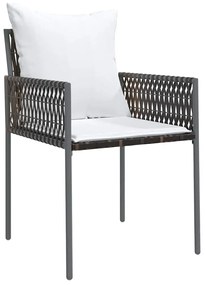 vidaXL Σέτ φαγητού για κήπο 5 pcs Καφέ Πολυ ράταν