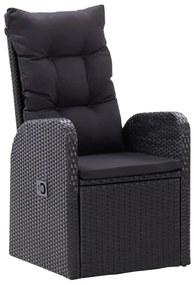 vidaXL Σετ Τραπεζαρίας Κήπου 7 Τεμαχίων Μαύρο με Μαξιλάρια