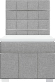 vidaXL Κρεβάτι Boxspring με Στρώμα Ανοιχτό Γκρι 100x200 εκ. Υφασμάτινο