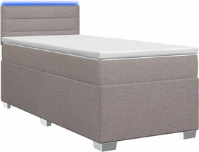 vidaXL Κρεβάτι Box Spring με Στρώμα και LED Taupe 90 x 190 cm Ύφασμα