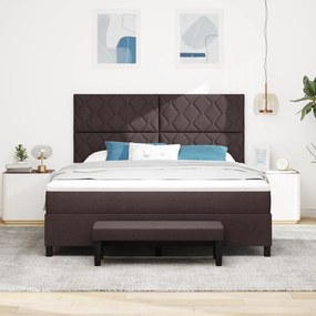 vidaXL Κρεβάτι με Κουβέρτα & Πάγκος Σκούρο Καφέ 180x200 εκ. Ύφασμα