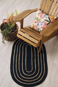 Χαλάκι Yute 253 Black-Natural Kentia 70Χ130cm