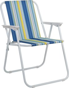 Καρεκλάκι παραλίας-camping Jette pakoworld μπλε ριγέ-λευκό μέταλλο 53x56x73εκ