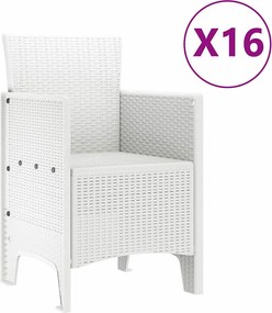vidaXL Σετ Τραπεζαρίας Κήπου με Μαξιλάρια 17 τμχ. Λευκό PP