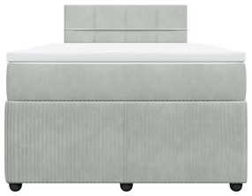 vidaXL Κρεβάτι Boxspring με Στρώμα Ανοιχτό Γκρι 120x200 εκ. Βελούδινο