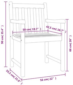 Καρέκλες Κήπου 4 τεμ. 56 x 55,5 x 90 εκ. από Μασίφ Ξύλο Ακακίας - Καφέ