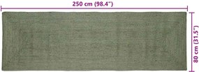 vidaXL Χαλιά χώρου Ορθογώνιος Λαδί 80 x 250 cm Γιούτα