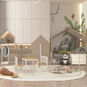 HOMCOM Κουτί αποθήκευσης για παιδιά, κουτί αποθήκευσης παιδικό, 3 συρτάρια, Λευκό