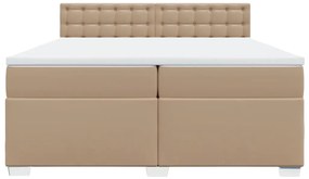 Κρεβάτι Boxspring με Στρώμα Καπουτσίνο 200x200εκ.από Συνθ.Δέρμα - Καφέ